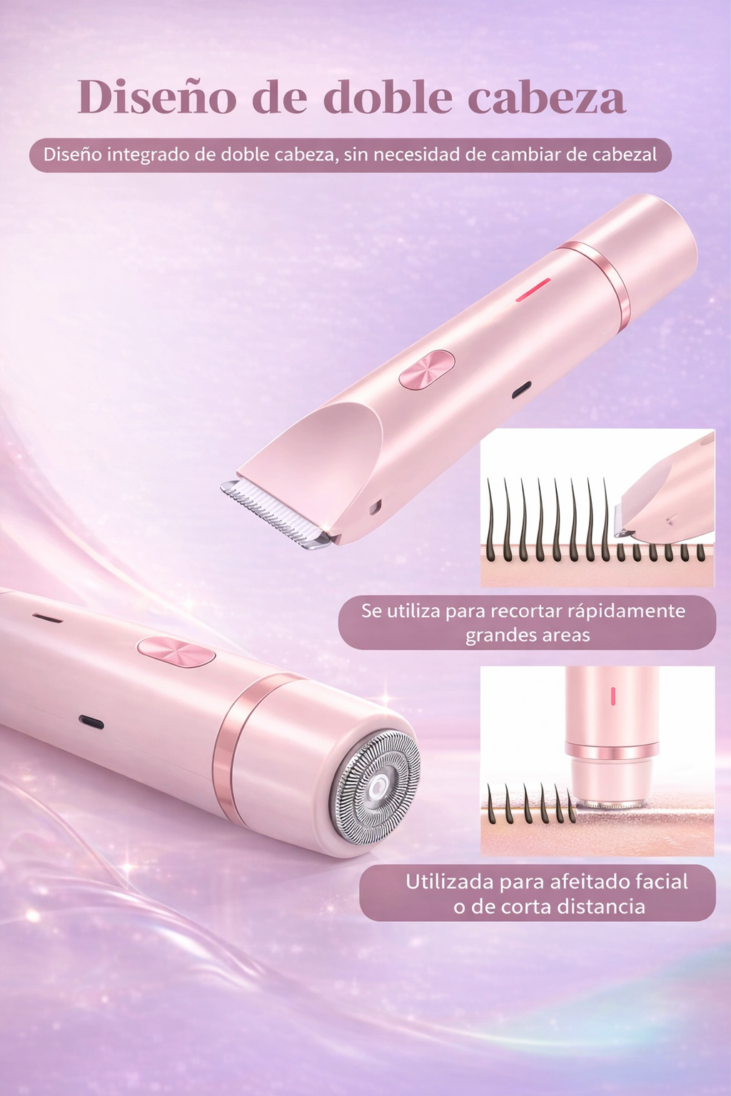 Depiladora waterproof 2 en 1: precisión, comodidad y cero dolor