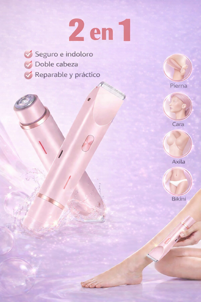 Depiladora waterproof 2 en 1: precisión, comodidad y cero dolor